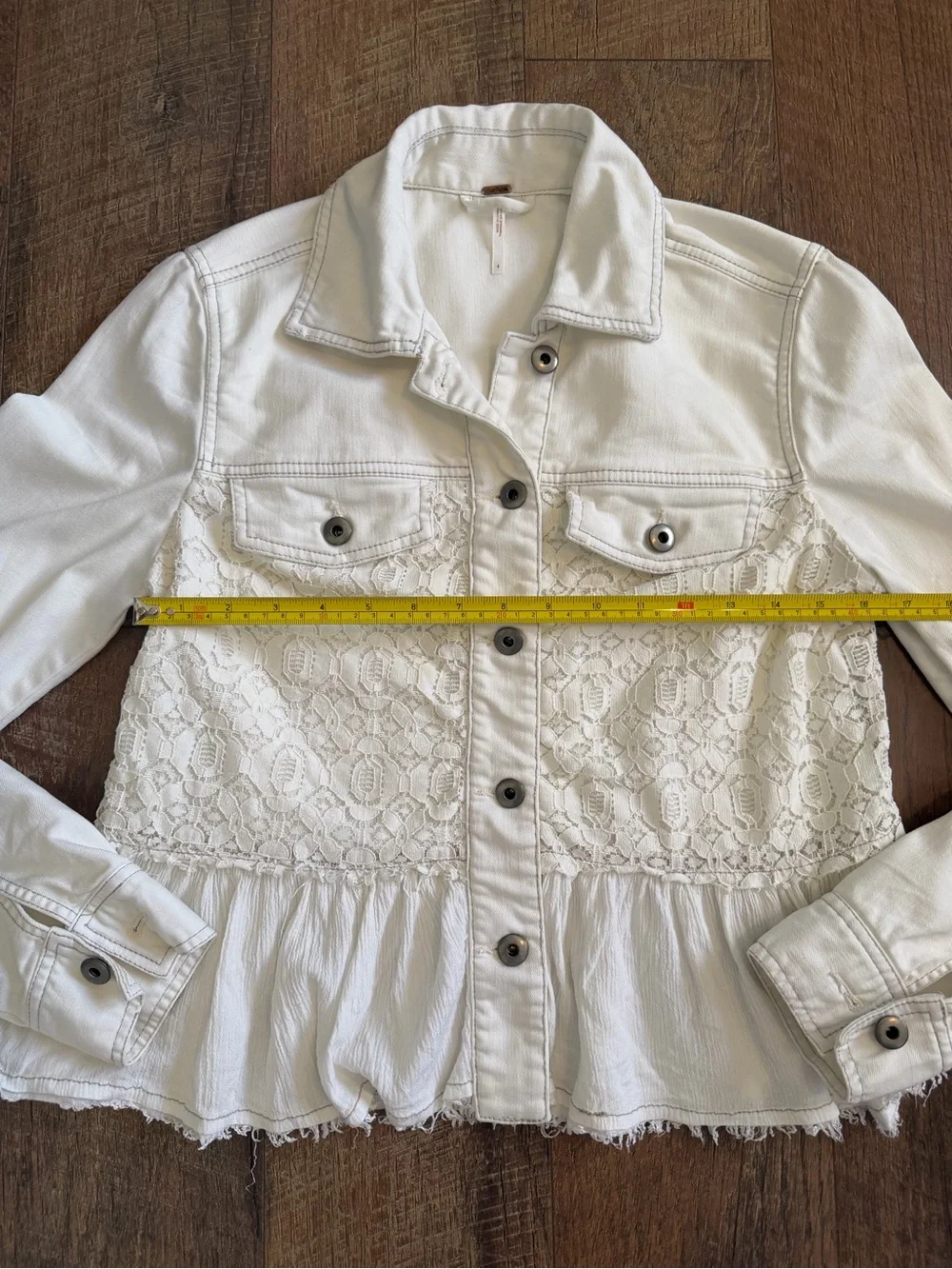 Free People Denim Jacket with Lace - Picture 3 of 10